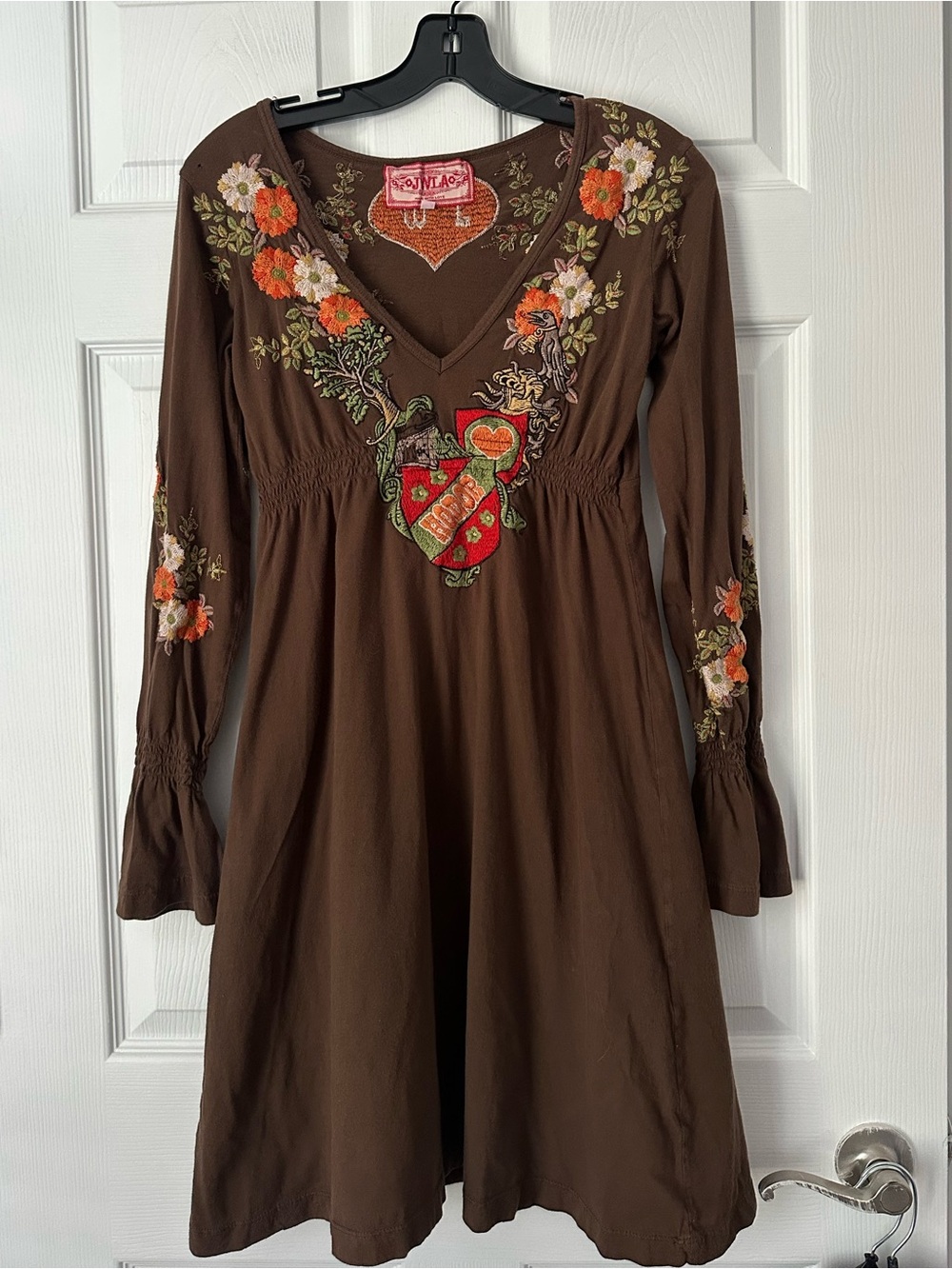 Johnny Was embroidered brown dress, size Small **rare